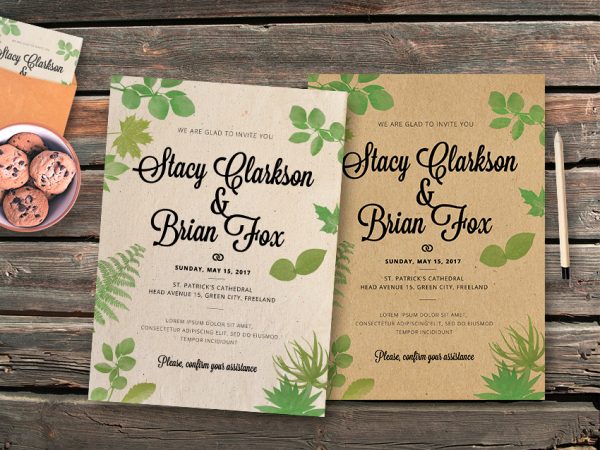 Wedding Leaves Invitation Template