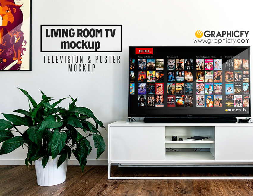 Download Living Room TV Mockup Template - Graphicfy