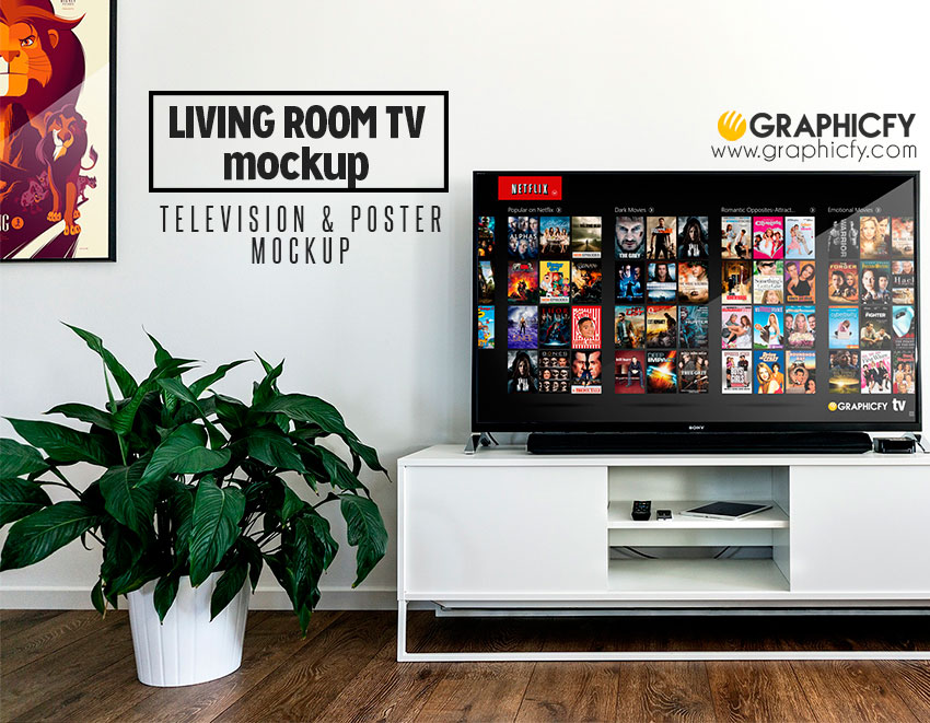 living room tv mockup