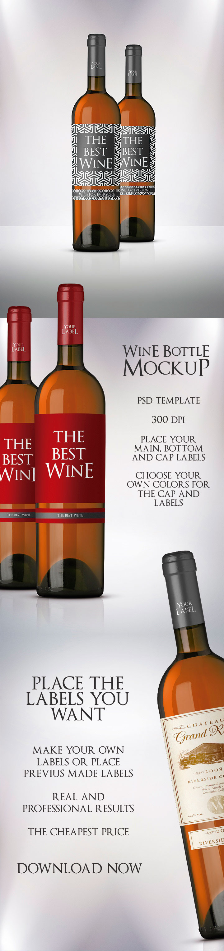 Download Wine Bottle Mockup Template PSD - Graphicfy